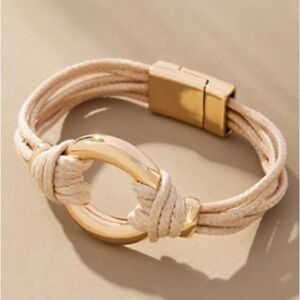 Anthropologie Faux Leather Knot Hardware Bracelet NWT